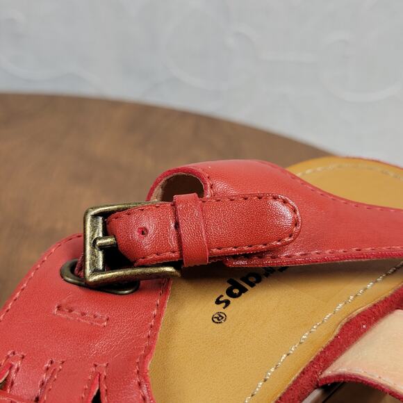 Bare Traps Womens Dayna Sandals 7.5 Red Woven Leather Slingback Platform Wedge - Picture 11 of 13